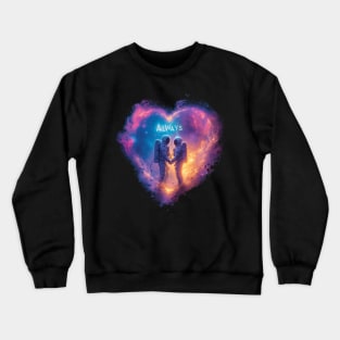 Valentines Day gift - Always - Eternal Love Astronauts Sci-Fi Valentine's Day Art Print Crewneck Sweatshirt